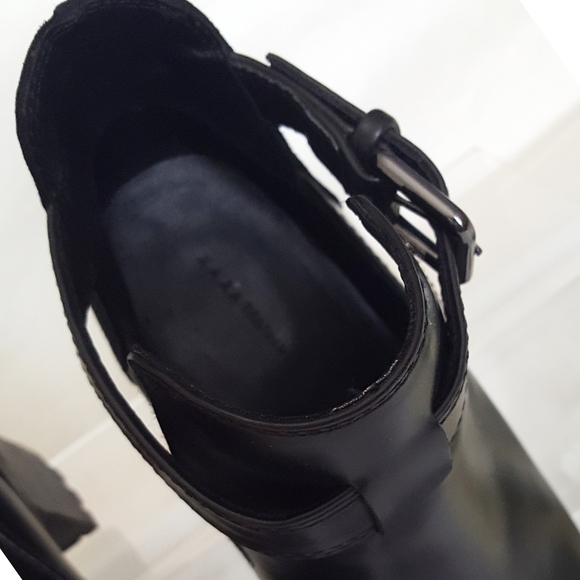 🔖Zara💥Black Suede Leather Ankle Block Heels Booties - Picture 4 of 7